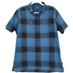 Mens Kuhl Response Blue Ridge Plaid Short Sleeve Outdoor Technical‎ Shirt Medium